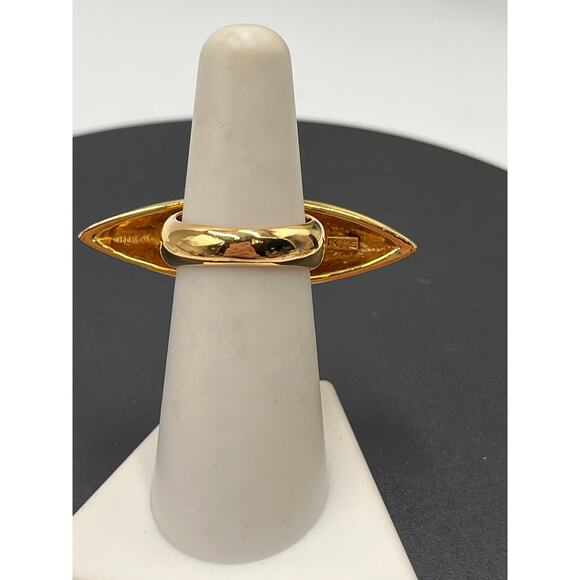 C C SKYE Pave Sparkling Bling Spear Wide Gold Plated Ring size 6.25 - Picture 5 of 7